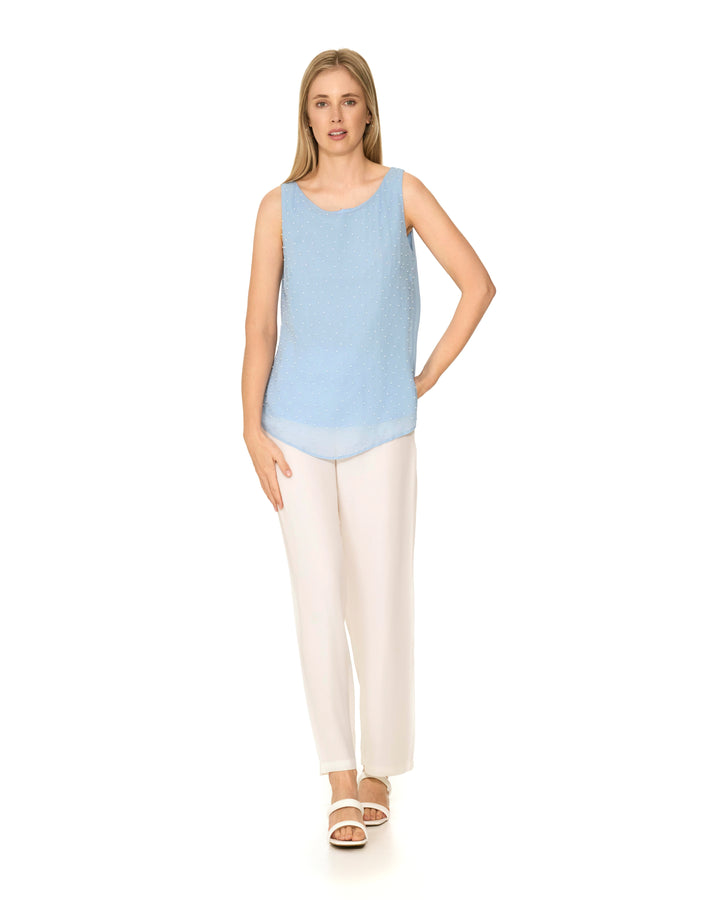 Planifolia Blue Embellished Viscose Top
