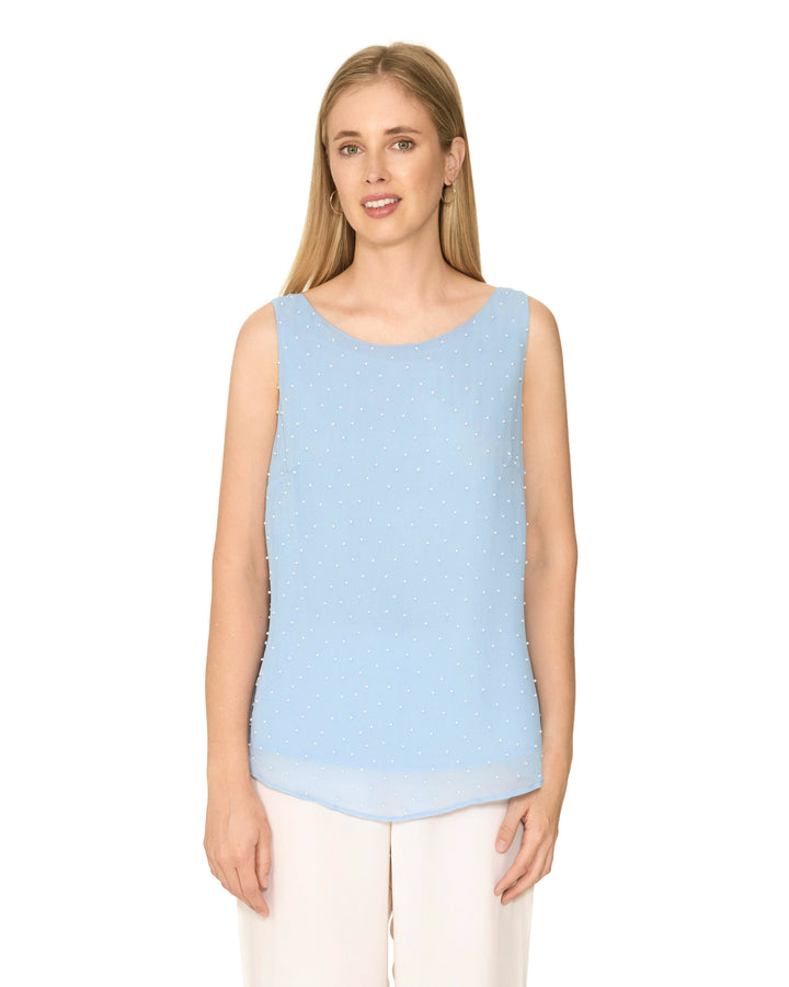 Planifolia Blue Embellished Viscose Top