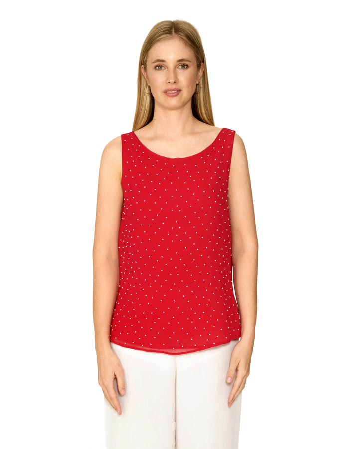 Planifolia Red Embellished Viscose Top