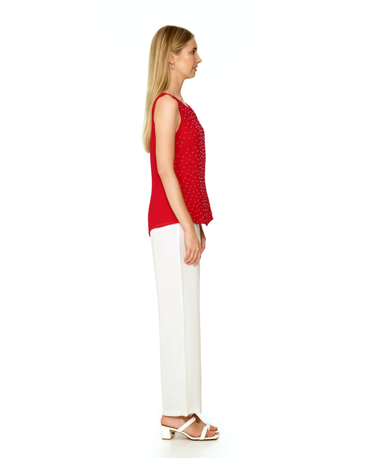 Planifolia Red Embellished Viscose Top