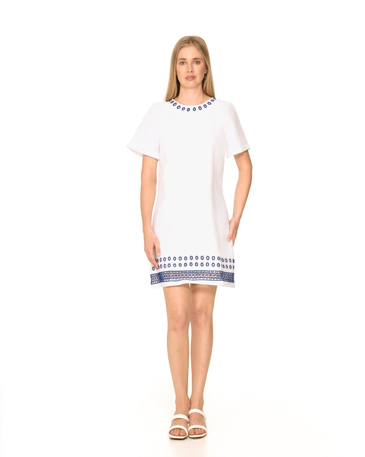 Galpinii White Embroidered Shift Dress
