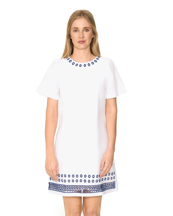 Galpinii White Embroidered Shift Dress