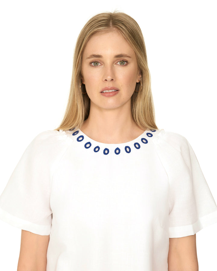 Galpinii White Embroidered Shift Dress