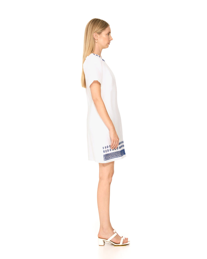Galpinii White Embroidered Shift Dress