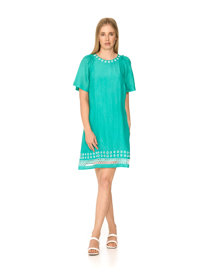 Galpinii Green Embroidered Shift Dress