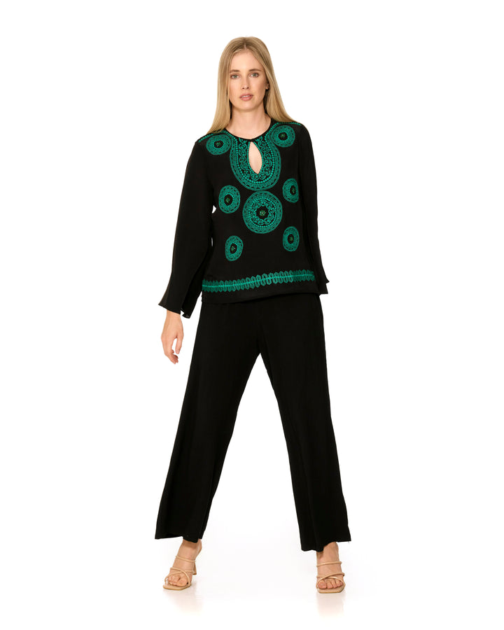 Latifolia Black Embellished Top