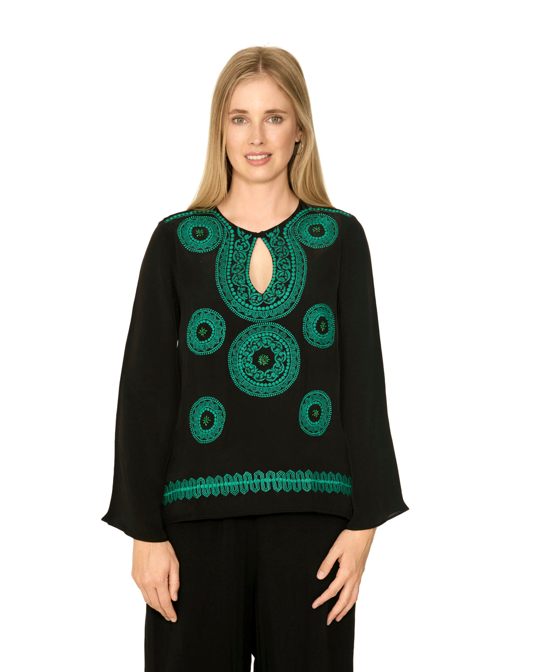 Latifolia Black Embellished Top
