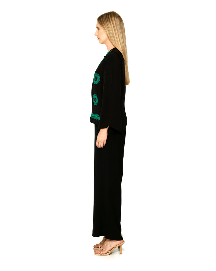 Latifolia Black Embellished Top